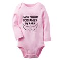 thumbnail image 1 of iDzn Hand Picked for Earth by PAPA Funny Rompers, Newborn Baby Unisex Bodysuits, Infant Jumpsuits, Toddler Kids Long Sleeve Oufits (Pink, 6-12 Months), 1 of 4