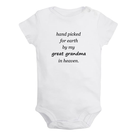 iDzn Hand picked for earth by my great grandma in heaven Funny Rompers For Babies, Newborn Baby Unisex Bodysuits, Infant Jumpsuits, Toddler 0-24 Months Kids One-Piece Oufits