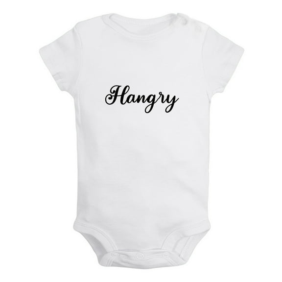 iDzn Hangry Funny Rompers For Babies, Newborn Baby Unisex Bodysuits, Infant Jumpsuits, Toddler 0-24 Months Kids One-Piece Oufits