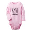 thumbnail image 1 of iDzn I'm Hangry Funny Rompers, Newborn Baby Unisex Bodysuits, Infant Animal Leopard Graphic Jumpsuits, Toddler Kids Long Sleeve Oufits (Pink, 0-6 Months), 1 of 4