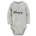 thumbnail image 1 of iDzn Hangry Funny Rompers, Newborn Baby Unisex Bodysuits, Infant Jumpsuits, Toddler Kids Long Sleeve Oufits (Gray, 0-6 Months), 1 of 5