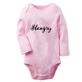 thumbnail image 1 of iDzn Hangry Funny Rompers, Newborn Baby Unisex Bodysuits, Infant Jumpsuits, Toddler Kids Long Sleeve Oufits (Pink, 6-12 Months), 1 of 4