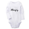 thumbnail image 1 of iDzn Hangry Funny Rompers, Newborn Baby Unisex Bodysuits, Infant Jumpsuits, Toddler Kids Long Sleeve Oufits (White, 0-6 Months), 1 of 4