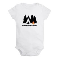iDzn Happy Little Camper Funny Rompers For Babies, Newborn Baby Unisex Bodysuits, Infant Jumpsuits, Toddler 0-24 Months Kids One-Piece Oufits