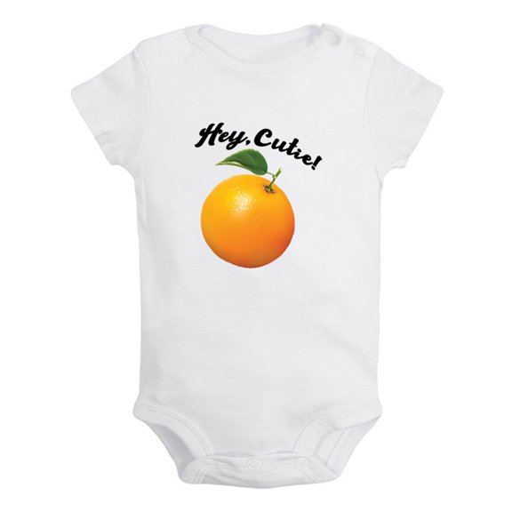 iDzn Hey Cutie Novelty Rompers For Babies, Newborn Baby Unisex Bodysuits, Infant Cute Oranges Jumpsuits, Toddler 0-12 Months Kids One-Piece Oufits (White, 0-6 Months)