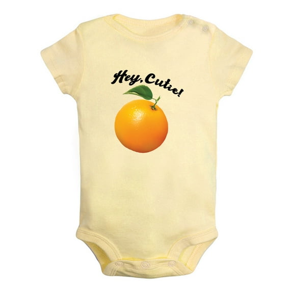 iDzn Hey Cutie Novelty Rompers For Babies, Newborn Baby Unisex Bodysuits, Infant Cute Oranges Jumpsuits, Toddler 0-12 Months Kids One-Piece Oufits (Yellow, 0-6 Months)