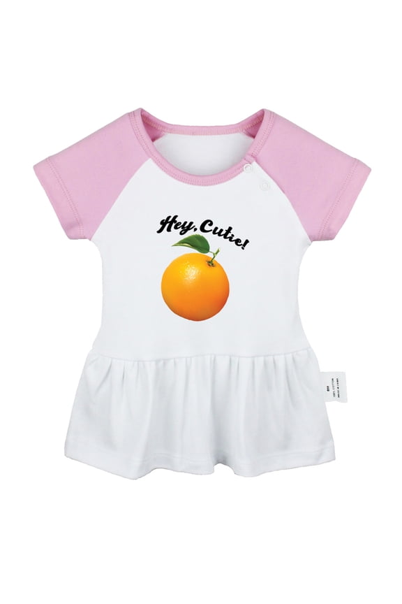 Hey Cutie Orange Funny Dresses For Baby, Newborn Babies Skirts, Infant Princess Dress, 0-24M Kids Graphic Clothes (Pink Raglan Dresses, 0-6 Months)