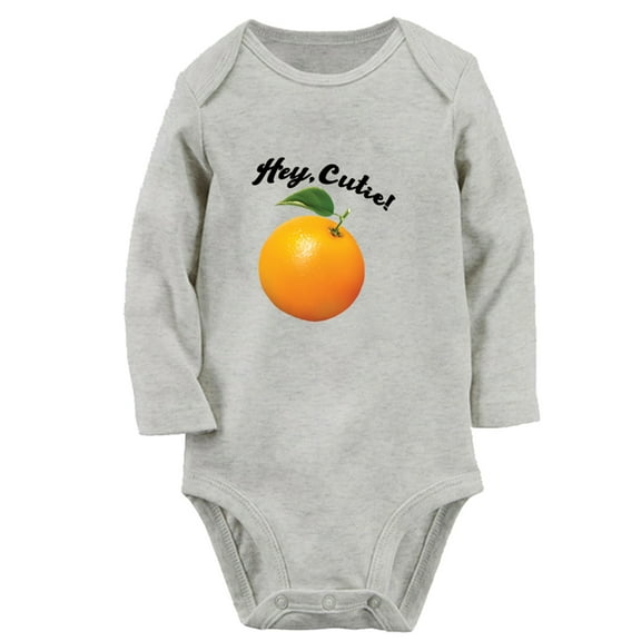 iDzn Hey Cutie Orange Funny Rompers, Newborn Baby Unisex Bodysuits, Infant Jumpsuits, Toddler Kids Long Sleeve Oufits (Gray, 0-6 Months)
