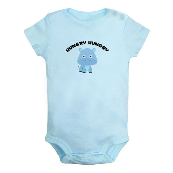 iDzn Hippo Hungry Hungry Funny Rompers For Babies, Newborn Baby Unisex Bodysuits, Infant Jumpsuits, Toddler 0-24 Months Kids One-Piece Oufits