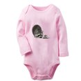 thumbnail image 1 of iDzn Hold Me Funny Rompers, Newborn Baby Unisex Bodysuits, Infant Animal Raccoon Graphic Jumpsuits, Toddler Kids Long Sleeve Oufits (Pink, 0-6 Months), 1 of 4
