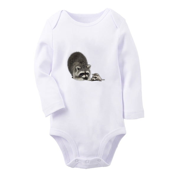 iDzn Hold Me Funny Rompers, Newborn Baby Unisex Bodysuits, Infant Animal Raccoon Graphic Jumpsuits, Toddler Kids Long Sleeve Oufits (White, 6-12 Months)