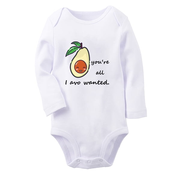 iDzn You're All I Avo Funny Rompers, Newborn Baby Unisex Bodysuits, Infant Avocado Novelty Jumpsuit, Toddler Kids Long Sleeve Oufits (White, 6-12 Months)