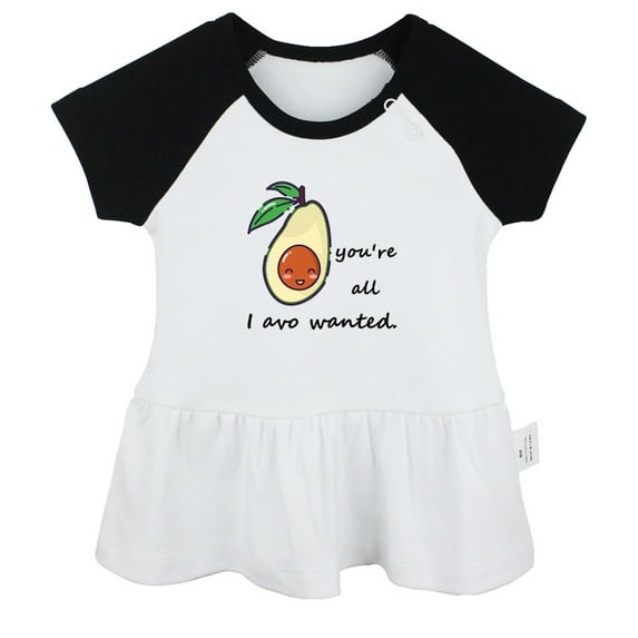 iDzn You're All I Avo Wanted Novelty Avocado Dresses For Baby, Newborn Babies Skirts, Infant Princess Dress, 0-24M Kids Graphic Clothes (Black Raglan Dresses, 12-18 Months)