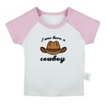 thumbnail image 1 of iDzn I Was Born A Cowboy Funny T shirt For Baby, Newborn Babies T-shirts, Infant Tops, 0-24M Kids Graphic Tees Clothing (Short Pink Raglan T-shirt, 0-6 Months), 1 of 4