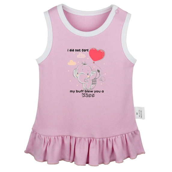 iDzn I Did Not Fart My Buff Blew You a Kiss Funny Dresses For Baby, Newborn Babies Skirts, Infant Princess Dress, 0-24M Kids Graphic Clothes (Pink Sleeveless Dresses, 18-24 Months)