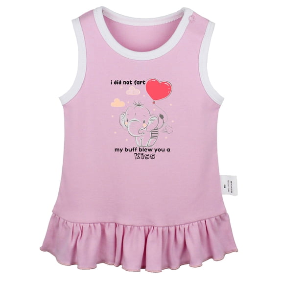 iDzn I Did Not Fart My Buff Blew You a Kiss Funny Dresses For Baby, Newborn Babies Skirts, Infant Princess Dress, 0-24M Kids Graphic Clothes (Pink Sleeveless Dresses, 0-6 Months)