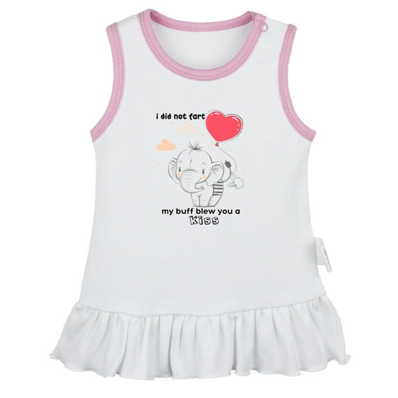 iDzn I Did Not Fart My Buff Blew You a Kiss Funny Dresses For Baby, Newborn Babies Skirts, Infant Princess Dress, 0-24M Kids Graphic Clothes (White Sleeveless Dresses, 6-12 Months)