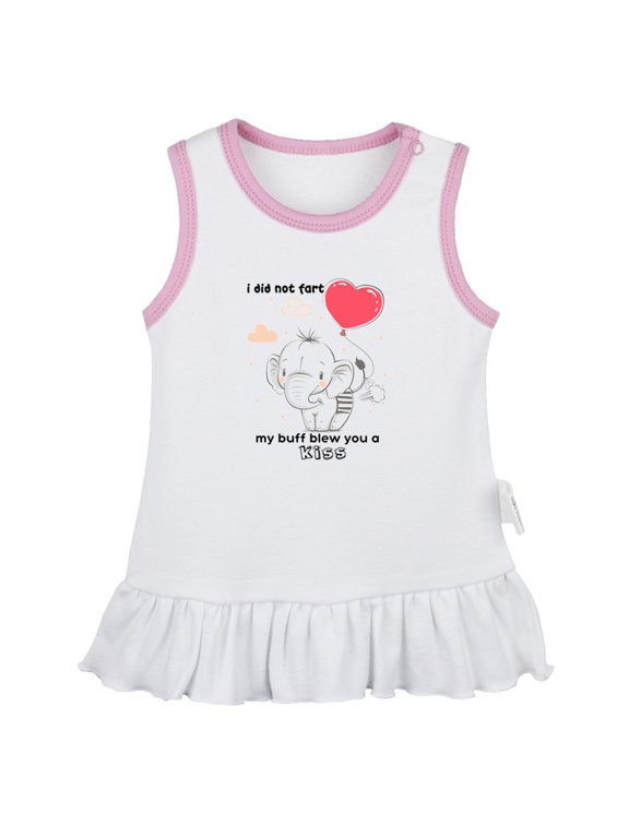 I Did Not Fart My Buff Blew You a Kiss Funny Dresses For Baby, Newborn Babies Skirts, Infant Princess Dress, 0-24M Kids Graphic Clothes (White Sleeveless Dresses, 18-24 Months)
