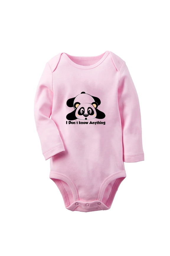 I Don't Know Anything Funny Rompers, Newborn Baby Unisex Bodysuits, Infant Animal Panda Graphic Jumpsuits, Toddler Kids Long Sleeve Oufits (Pink, 0-6 Months)