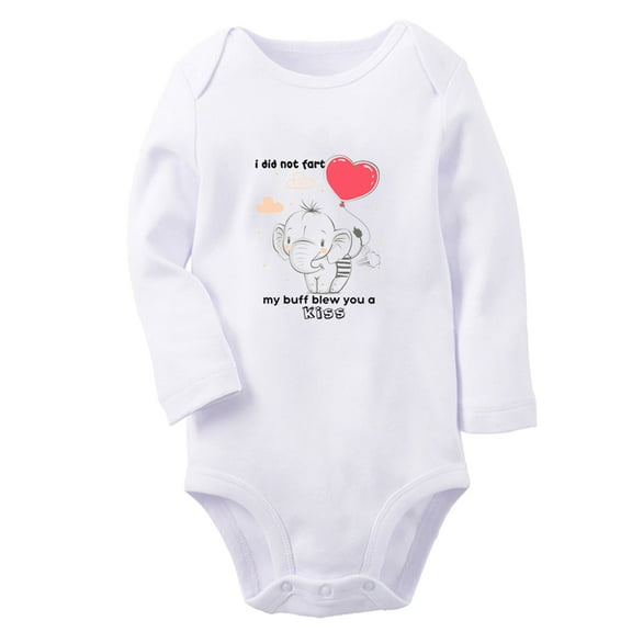 iDzn I Did Not Fart My Buff Blew You a Kiss Funny Rompers, Newborn Baby Unisex Bodysuits, Infant Jumpsuits, Toddler Kids Long Sleeve Oufits (White, 0-6 Months)