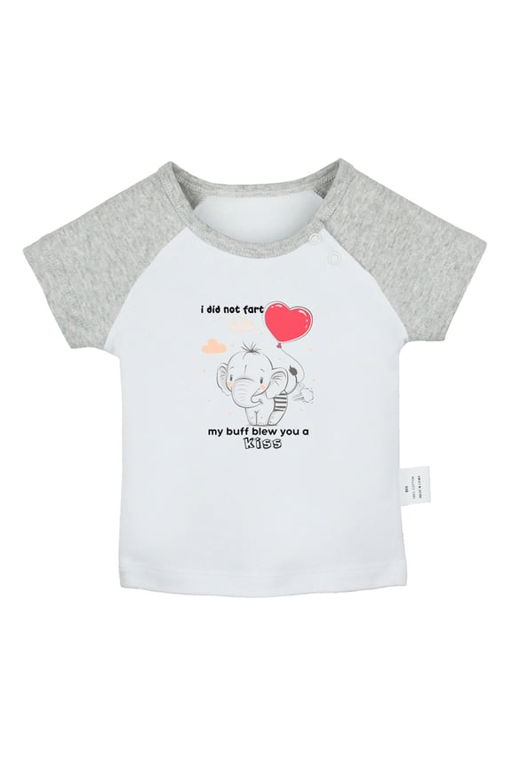 I Did Not Fart My Buff Blew You a Kiss Funny T shirt For Baby, Newborn Babies T-shirts, Infant Animal Elephant Tops, 0-24M Kids Graphic Tees Clothing (Short Gray Raglan T-shirt, 12-18 Months)