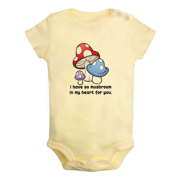 iDzn I Have So Mushroom In My Heart For You Funny Rompers For Babies, Newborn Baby Unisex Bodysuits, Infant Jumpsuits, Toddler 0-12 Months Kids One-Piece Oufits (Yellow, 0-6 Months)