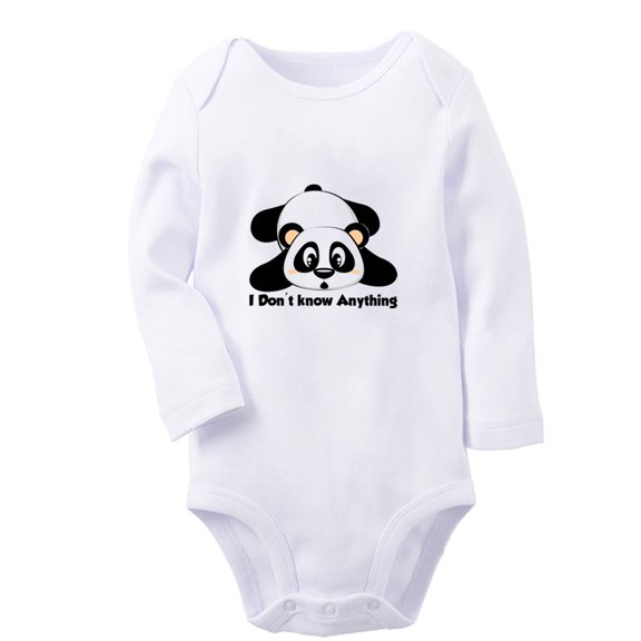 iDzn I Don't Know Anything Funny Rompers, Newborn Baby Unisex Bodysuits, Infant Animal Panda Graphic Jumpsuits, Toddler Kids Long Sleeve Oufits (White, 6-12 Months)