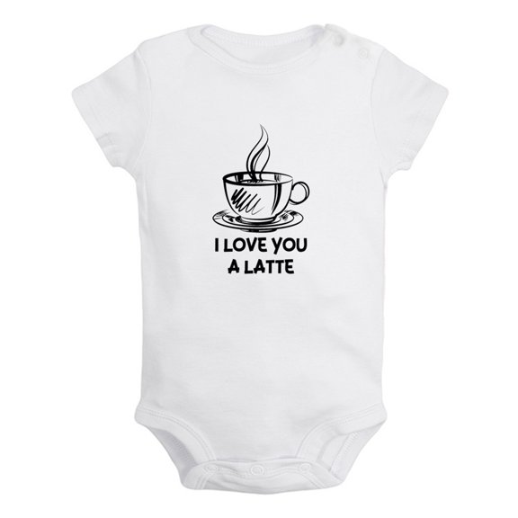 iDzn I Love You A Latte Funny Rompers For Babies, Newborn Baby Unisex Bodysuits, Infant Jumpsuits, Toddler 0-12 Months Kids One-Piece Oufits (White, 12-18 Months)