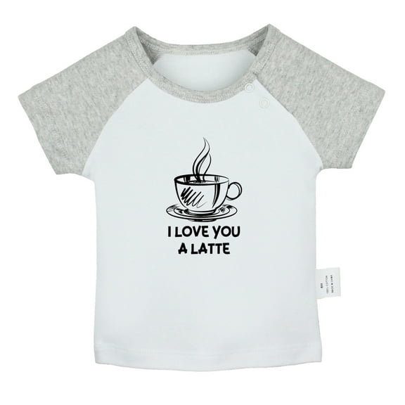iDzn I Love You A Latte Funny T shirt For Baby, Newborn Babies T-shirts, Infant Tops, 0-24M Kids Graphic Tees Clothing (Short Gray Raglan T-shirt, 0-6 Months)