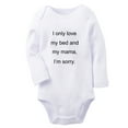 thumbnail image 1 of iDzn I Only Love My Bed And My Mama Funny Rompers, Newborn Baby Unisex Bodysuits, Infant Jumpsuits, Toddler Kids Long Sleeve Oufits (White, 0-6 Months), 1 of 4