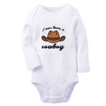 thumbnail image 1 of iDzn I Was Born A Cowboy Funny Rompers, Newborn Baby Unisex Bodysuits, Infant Jumpsuits, Toddler Kids Long Sleeve Oufits (White, 6-12 Months), 1 of 4