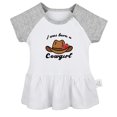 thumbnail image 1 of iDzn I Was Born A Cowgirl Funny Dresses For Baby, Newborn Babies Skirts, Infant Princess Dress, 0-24M Kids Graphic Clothes (Gray Raglan Dresses, 18-24 Months), 1 of 5