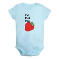 thumbnail image 1 of iDzn I'd Pick You Novelty Rompers For Babies, Newborn Baby Unisex Bodysuits, Infant Strawberry Jumpsuits, Toddler 0-12 Months Kids One-Piece Oufits (Blue, 18-24 Months), 1 of 4