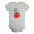 thumbnail image 1 of iDzn I'd Pick You Novelty Rompers For Babies, Newborn Baby Unisex Bodysuits, Infant Strawberry Jumpsuits, Toddler 0-12 Months Kids One-Piece Oufits (Gray, 6-12 Months), 1 of 5