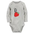 thumbnail image 1 of iDzn I'd Pick You Strawberry Funny Rompers, Newborn Baby Unisex Bodysuits, Infant Jumpsuits, Toddler Kids Long Sleeve Oufits (Gray, 0-6 Months), 1 of 5