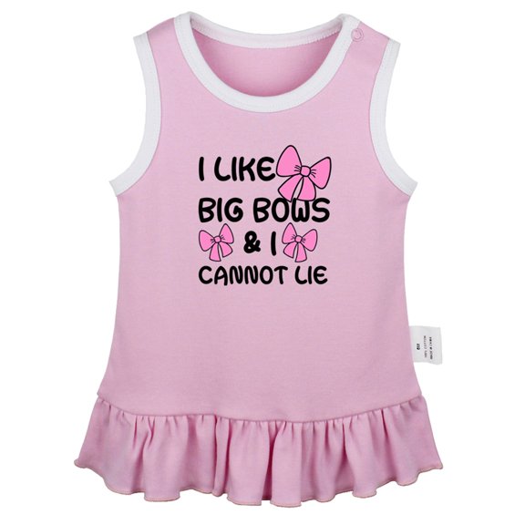 iDzn I like Big Bows and I Cannot Lie Funny Dresses For Baby, Newborn Babies Skirts, Infant Princess Dress, 0-24M Kids Graphic Clothes (Pink Sleeveless Dresses, 0-6 Months)