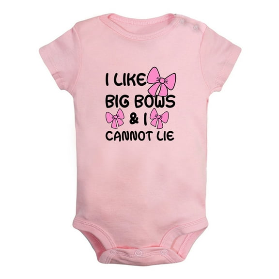 iDzn I like Big Bows and I Cannot Lie Funny Rompers For Babies, Newborn Baby Unisex Bodysuits, Infant Jumpsuits, Toddler 0-12 Months Kids One-Piece Oufits (Pink, 0-6 Months)