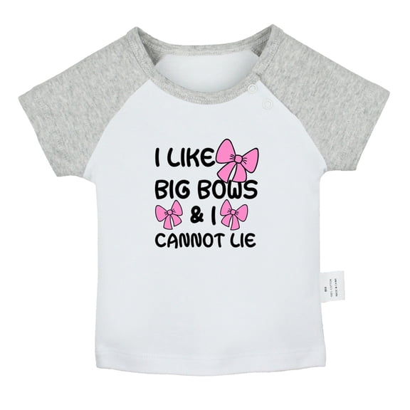 iDzn I like Big Bows and I Cannot Lie Funny T shirt For Baby, Newborn Babies T-shirts, Infant Tops, 0-24M Kids Graphic Tees Clothing (Short Gray Raglan T-shirt, 6-12 Months)