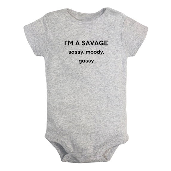 iDzn I'm A Savage Sassy Moody Gassy Funny Rompers For Babies, Newborn Baby Unisex Bodysuits, Infant Jumpsuits, Toddler 0-24 Months Kids One-Piece Oufits