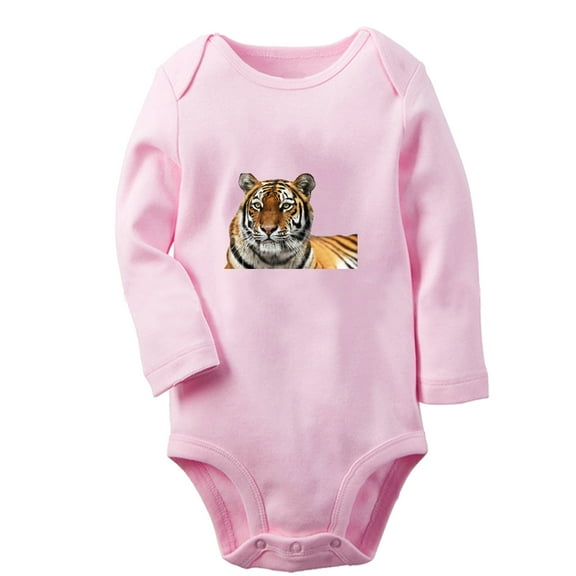 iDzn I'm a Cool Baby Funny Rompers, Newborn Babies Unisex Bodysuits, Infant Animal Tiger Graphic Jumpsuits, Toddler Kids Long Sleeve Oufits (Pink, 6-12 Months)