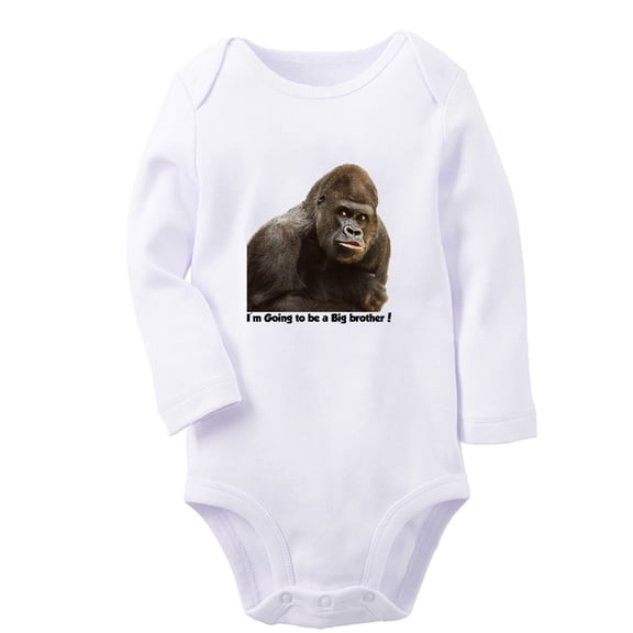 iDzn I'm Going to Be a Big Brother Funny Rompers, Newborn Baby Unisex Bodysuits, Infant Animal Gorilla Graphic Jumpsuits, Toddler Kids Long Sleeve Oufits (White, 0-6 Months)
