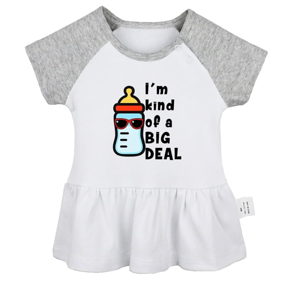 iDzn I'm Kind Of a Big Deal Funny Dresses For Baby, Newborn Babies Skirts, Infant Princess Dress, 0-24M Kids Graphic Clothes (Gray Raglan Dresses, 12-18 Months)