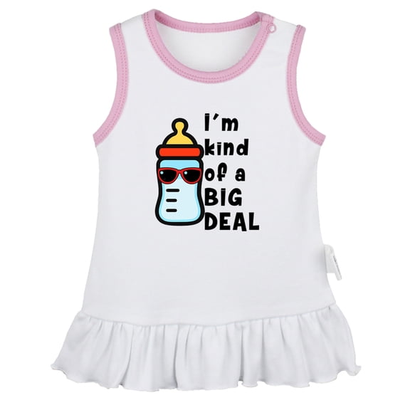 iDzn I'm Kind Of a Big Deal Funny Dresses For Baby, Newborn Babies Skirts, Infant Princess Dress, 0-24M Kids Graphic Clothes (White Sleeveless Dresses, 0-6 Months)
