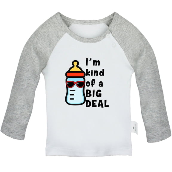 iDzn I'm Kind Of a Big Deal Funny T shirt For Baby, Newborn Babies T-shirts, Infant Tops, 0-24M Kids Graphic Tees Clothing (Long Gray Raglan T-shirt, 6-12 Months)