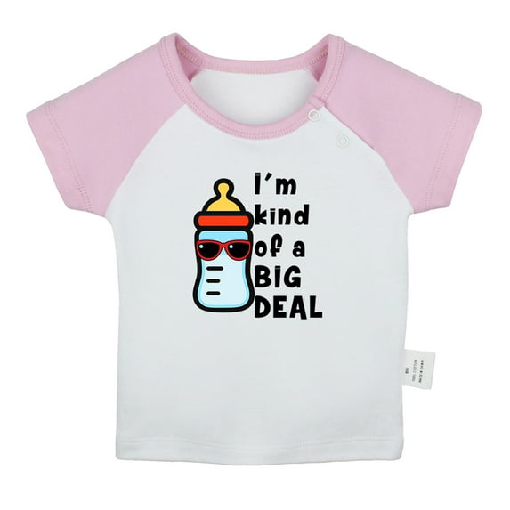 iDzn I'm Kind Of a Big Deal Funny T shirt For Baby, Newborn Babies T-shirts, Infant Tops, 0-24M Kids Graphic Tees Clothing (Short Pink Raglan T-shirt, 0-6 Months)