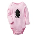 thumbnail image 1 of iDzn® I'm Little Dude Funny Rompers, Newborn Baby Unisex Bodysuits, Infant Animal Gorilla Graphic Jumpsuits, Toddler Kids Long Sleeve Oufits (Pink, 0-6 Months), 1 of 4