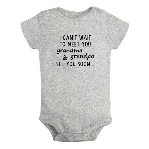 iDzn I can't wait to meet you grandpa and grandma see you soon Funny Rompers For Babies, Newborn Baby Unisex Bodysuits, Infant Jumpsuits, Toddler 0-24 Months Kids One-Piece Oufits