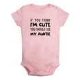thumbnail image 1 of iDzn If You Think I'm Cute You Should See My Auntie Funny Rompers For Babies, Newborn Baby Unisex Bodysuits, Infant Jumpsuits, Toddler 0-24 Months Kids One-Piece Oufits, 1 of 5