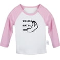 thumbnail image 1 of iDzn Italian Whatsa Matta You Funny T shirt For Baby, Newborn Babies T-shirts, Infant Tops, 0-24M Kids Graphic Tees Clothing (Long Pink Raglan T-shirt, 0-6 Months), 1 of 4