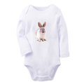 thumbnail image 1 of iDzn Keep Smiling Funny Rompers, Newborn Baby Unisex Bodysuits, Infant Animal Rabbit Graphic Jumpsuits, Toddler Kids Long Sleeve Oufits (White, 0-6 Months), 1 of 5